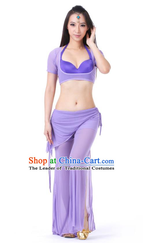 Asian Indian Belly Dance Lilac Uniform India Raks Sharki Dress Oriental Dance Clothing for Women