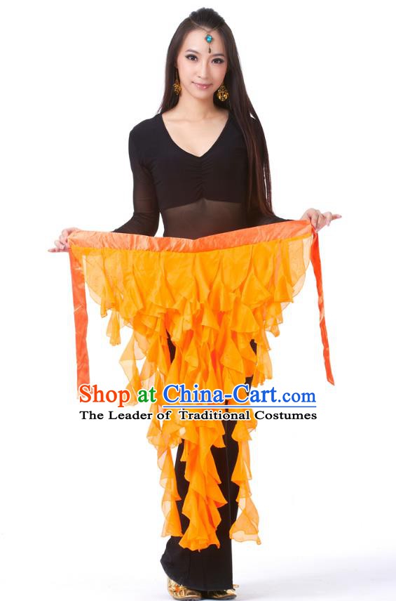 Indian Traditional Belly Dance Belts Orange Hip Scarf Waistband India Raks Sharki Waist Accessories for Women