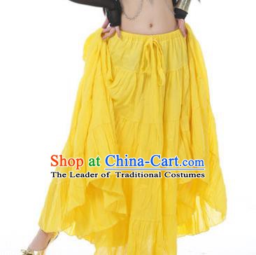 Indian Oriental Belly Dance Costume Yellow Bust Skirt, India Raks Sharki Bollywood Dance Clothing for Women