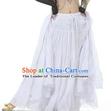 Indian Oriental Belly Dance Costume White Bust Skirt, India Raks Sharki Bollywood Dance Clothing for Women