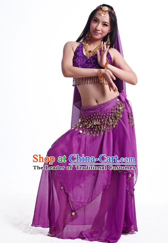 Indian Belly Dance Costume Oriental Dance Purple Dress, India Raks Sharki Bollywood Dance Clothing for Women