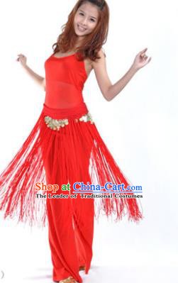 Indian Belly Dance Yoga Red Suits, India Raks Sharki Dance Clothing for Women