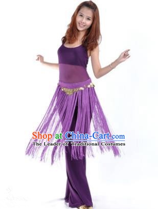 Indian Belly Dance Yoga Purple Suits, India Raks Sharki Dance Clothing for Women