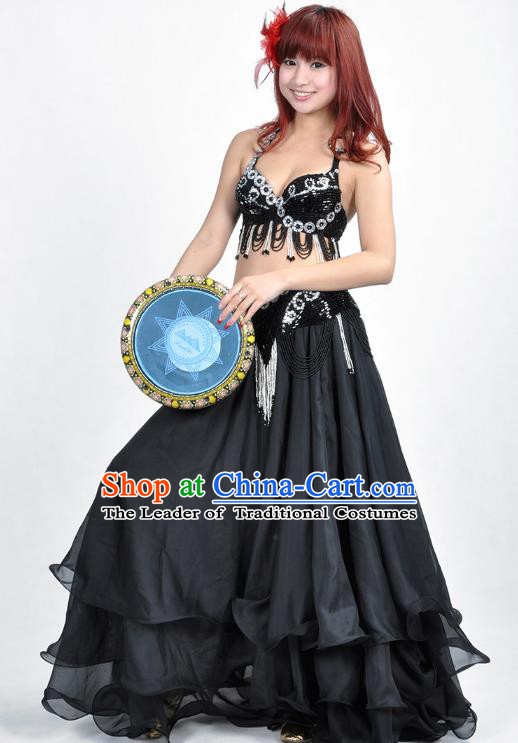 Indian Belly Dance Black Dress Bollywood Oriental Dance Clothing for Women