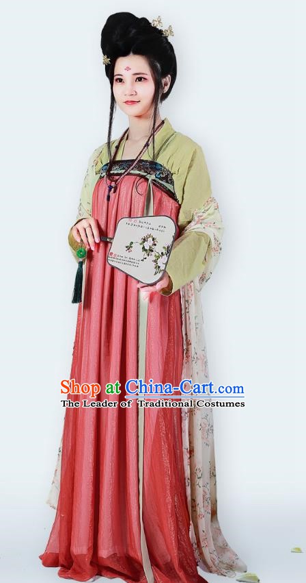 Traditional Chinese Ancient Imperial Concubine Costume Tang Dynasty Palace Lady Embroidered Dress for Women