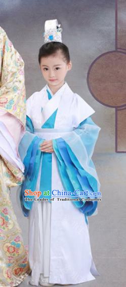 Traditional Chinese Han Dynasty Royal Highness Clothing, Ancient Nobility Prince Costume and Headwear for Kids