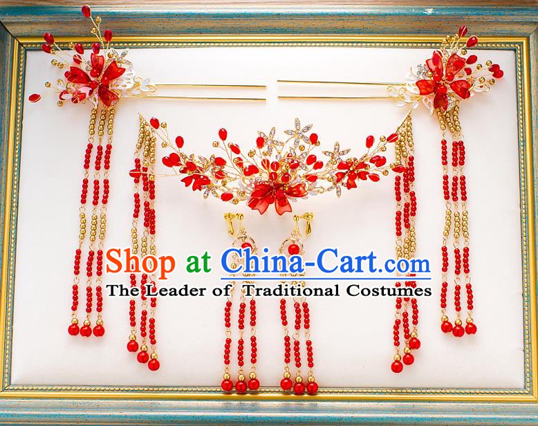 Chinese Hair Jewelry Accessories Xiuhe Suit Hairpins Headwear Headdress Hair Crown for Women