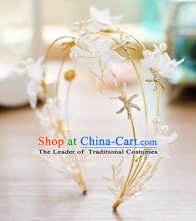 Handmade Classical Wedding Hair Accessories Bride Crystal Hair Clasp Golden Headband for Women