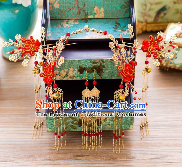 Chinese Hair Jewelry Accessories Xiuhe Suit Hairpins Headwear Headdress Hair Crown for Women