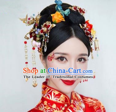 Chinese Handmade Classical Hair Accessories Ancient Bride Hair Stick Hairpins Complete Set for Women