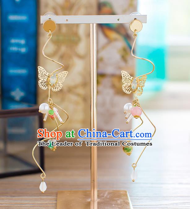 Handmade Classical Wedding Accessories Bride Earrings Hanfu Butterfly Eardrop for Women