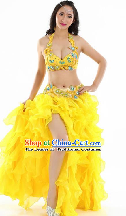 Indian National Belly Dance Yellow Dress India Bollywood Oriental Dance Costume for Women