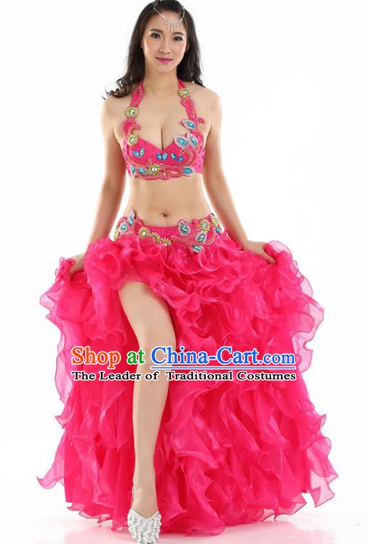 Indian National Belly Dance Rosy Dress India Bollywood Oriental Dance Costume for Women