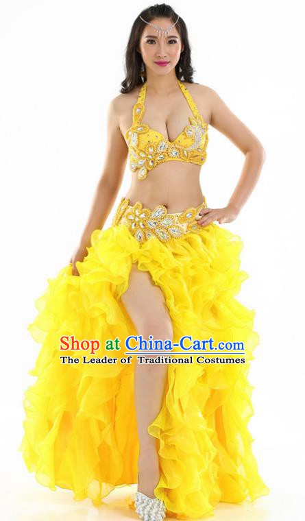 Indian National Belly Dance Yellow Sexy Dress India Bollywood Oriental Dance Costume for Women