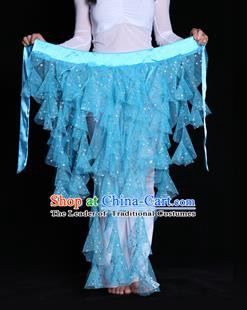 Indian Belly Dance Blue Waist Scarf Waistband India Raks Sharki Belts for Women