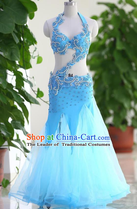 Traditional Indian National Belly Dance Blue Veil Dress India Bollywood Oriental Dance Costume for Women