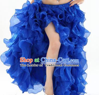 Traditional Indian National Belly Dance Royalblue Bubble Split Skirt India Bollywood Oriental Dance Costume for Women
