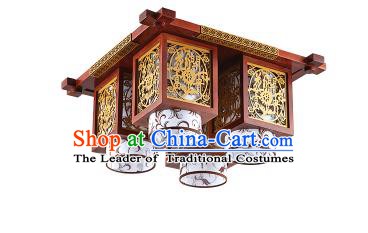 Traditional Chinese Wood Carving Hanging Ceiling Palace Lanterns Handmade Four-pieces Lantern Ancient Lamp