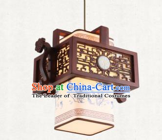 Traditional Chinese Handmade Hanging Lantern Painting Lotus Wood Lantern Ancient Palace Ceiling Lanterns