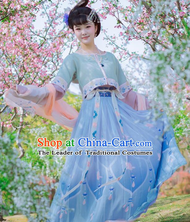 Traditional Chinese Ancient Fairy Dress Tang Dynasty Princess Hanfu Embroidered Clothing for Women