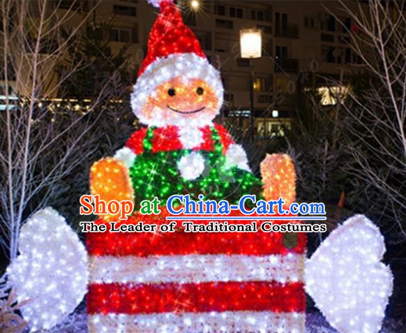 Traditional Christmas Snowman Light Show Decorations Lamps Stage Display Lamplight LED Lanterns