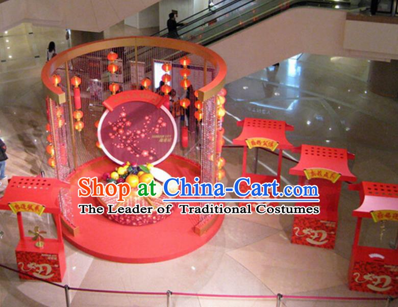 Handmade China Traditional Spring Festival Decorations Lanterns Arrangement Display Cabinets Lamp