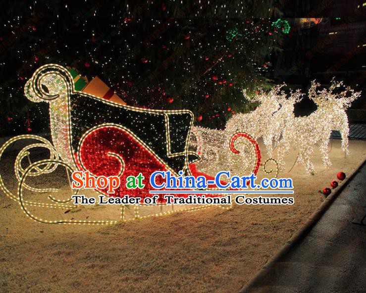 Traditional Handmade Christmas Light Show Decorations Shiny Christmas Sleigh Lamplight LED Lanterns