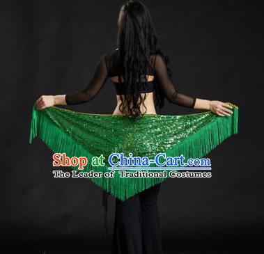 Indian Belly Dance Green Tassel Waist Scarf Belts India Raks Sharki Waistband for Women