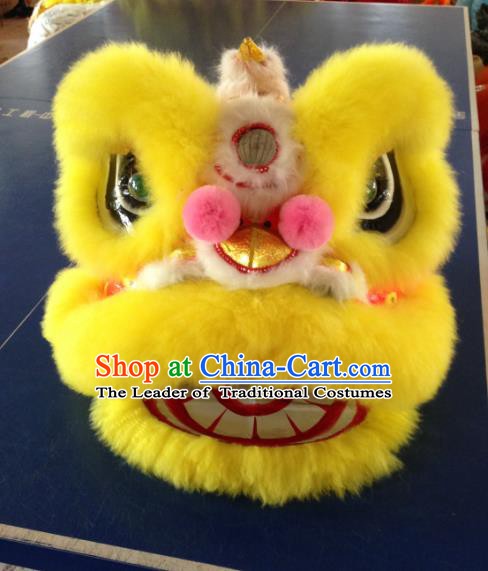 One Person Chinese Traditional Parade Yellow Lion Head Professional Wool Lion Dance Costumes Complete Set