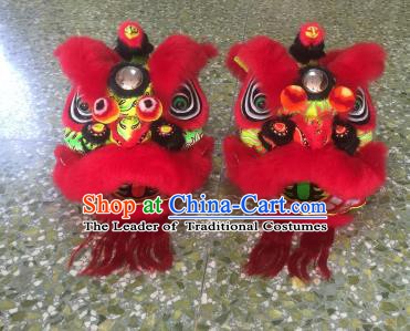 Top Grade Chinese Traditional Children Red Lion Head Professional Lion Dance Costumes Complete Set