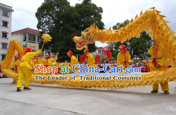 Giant Chinese Traditional Golden Dragon Dance Costumes Professional Lantern Festival Celebration Dragon Parade Complete Set