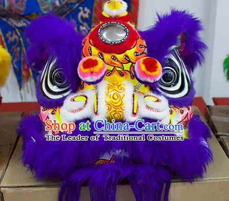 Chinese Traditional Parade Purple Wool Lion Head Professional Celebration Lion Dance Costumes Complete Set