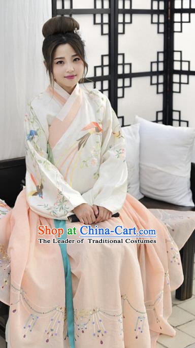 Traditional Chinese Ming Dynasty Ancient Nobility Lady Embroidered Hanfu Costume for Women