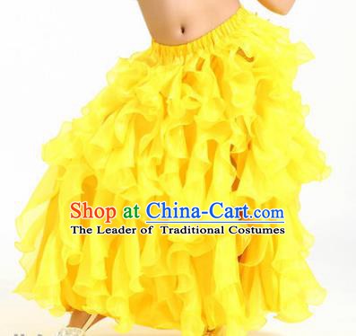 Traditional Indian Belly Dance Yellow Skirts Asian India Oriental Dance Costume for Women