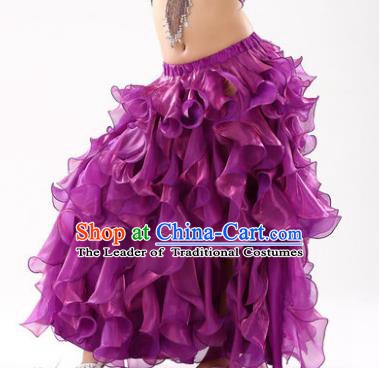 Traditional Indian Belly Dance Purple Skirts Asian India Oriental Dance Costume for Women