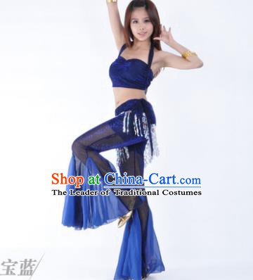 Traditional Indian Belly Dance Training Clothing India Oriental Dance Royalblue Outfits for Women