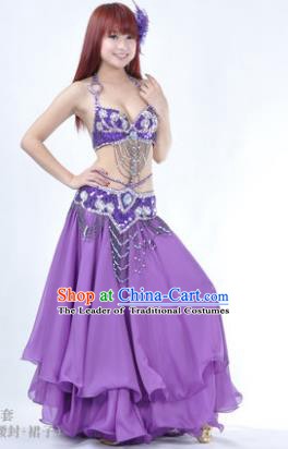 Traditional Indian Bollywood Belly Dance Purple Dress India Oriental Dance Costume for Women
