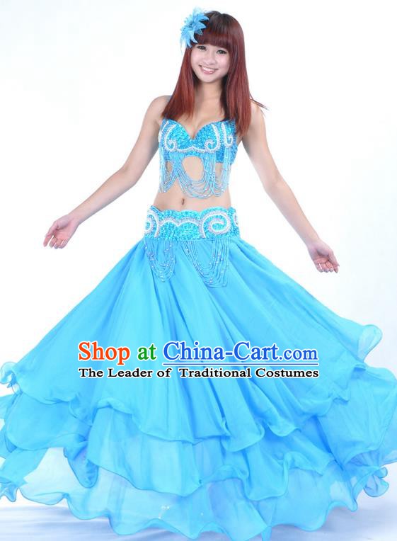 Traditional Bollywood Dance Blue Dress Indian Dance Belly Dance Costume for Women