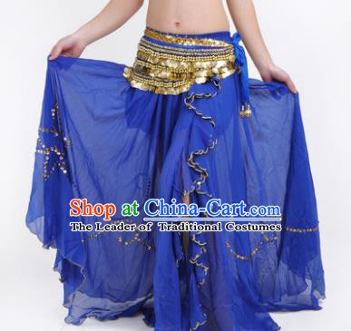 Indian Belly Dance Stage Performance Costume, India Oriental Dance Royalblue Skirt for Women