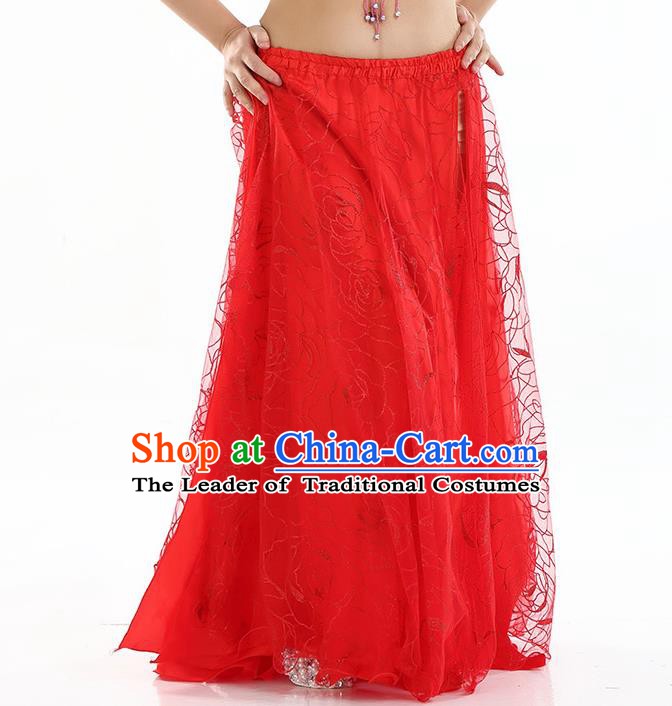 Asian Indian Belly Dance Costume Red Rose Skirt Stage Performance Oriental Dance Dress for Women