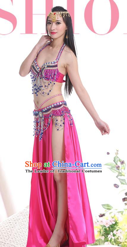 Indian Oriental Belly Dance Performance Costume Traditional Raks Sharki Dance Rosy Dress for Women