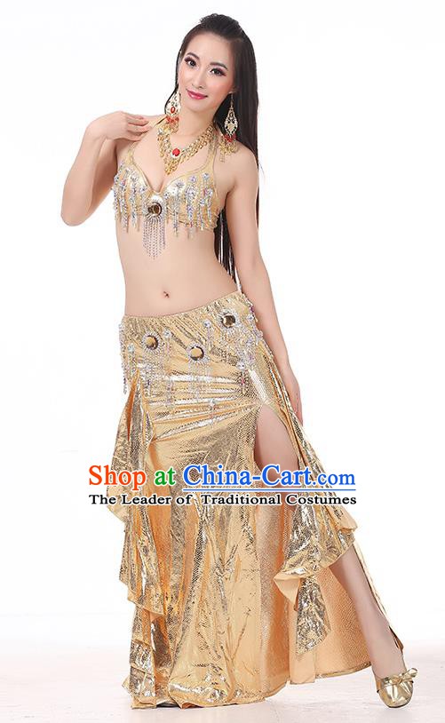 Top Indian Belly Dance Golden Dress India Traditional Raks Sharki Oriental Dance Performance Costume for Women