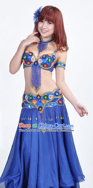 Indian Traditional Belly Dance Performance Costume Classical Oriental Dance Royalblue Dress for Women