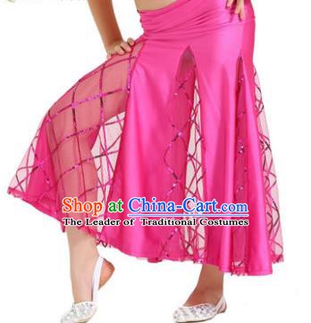 Indian Traditional Belly Dance Performance Costume Classical Oriental Dance Rosy Fishtail Skirt for Kids