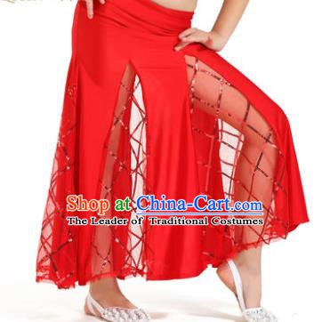 Indian Traditional Belly Dance Performance Costume Classical Oriental Dance Red Fishtail Skirt for Kids