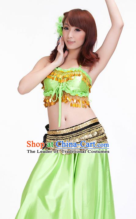 Indian Belly Dance Light Green Dress Classical Traditional Oriental Dance Performance Costume for Women