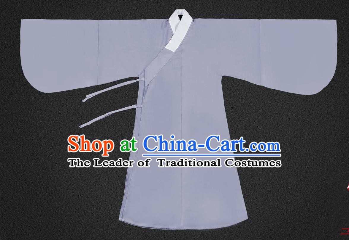 Chinese Ancient Scholar Grey Robe Ming Dynasty Swordsman Costumes for Men