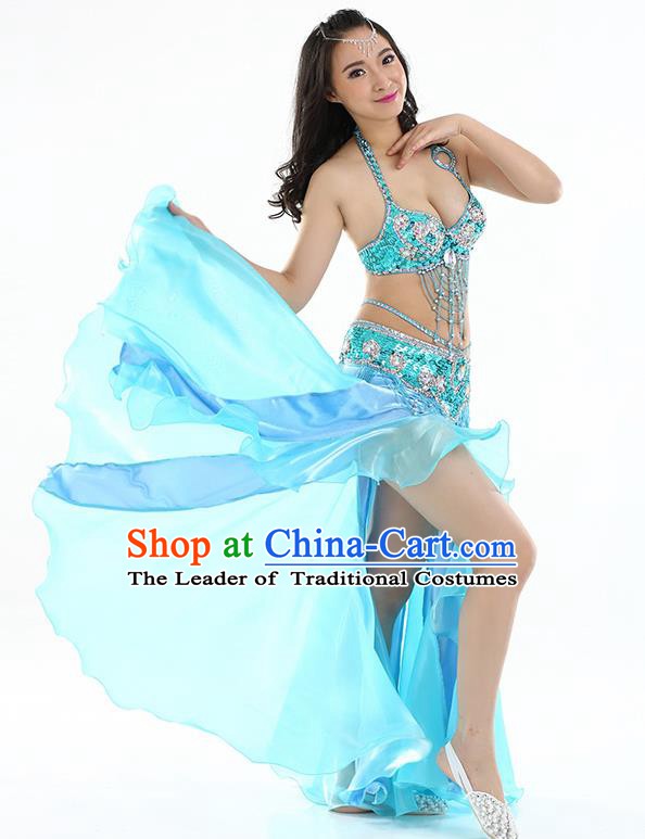 Top Indian Belly Dance India Traditional Raks Sharki Blue Dress Oriental Dance Costume for Women