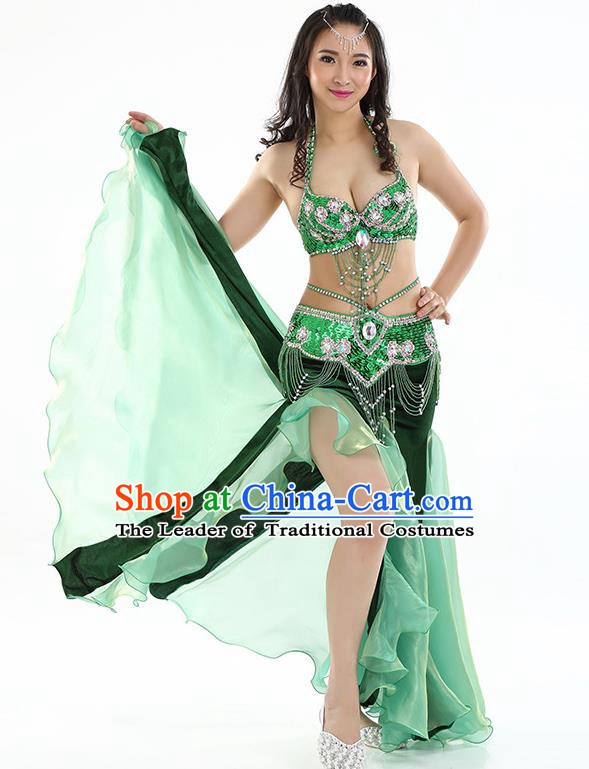 Top Indian Belly Dance India Traditional Raks Sharki Green Dress Oriental Dance Costume for Women