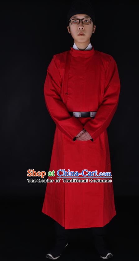 Chinese Ancient Tang Dynasty Imperialbodyguard Costume Red Robe Swordsman Hanfu Clothing for Men
